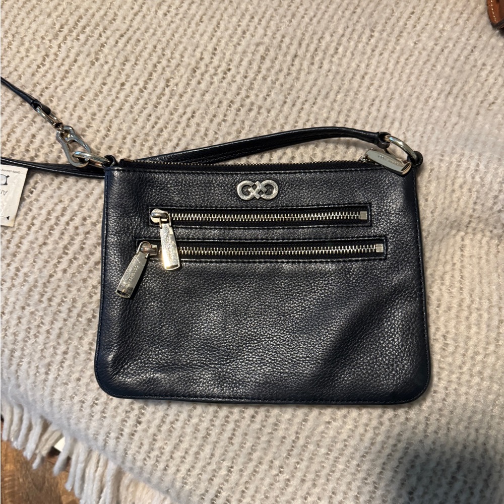 Cole Haan black Leather Handbag with Silver Hardware